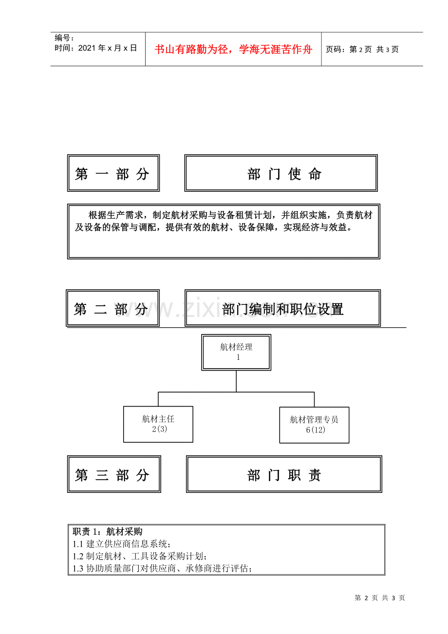 物流公司维修航材分部部门职位说明书及关键绩效标准.docx_第2页