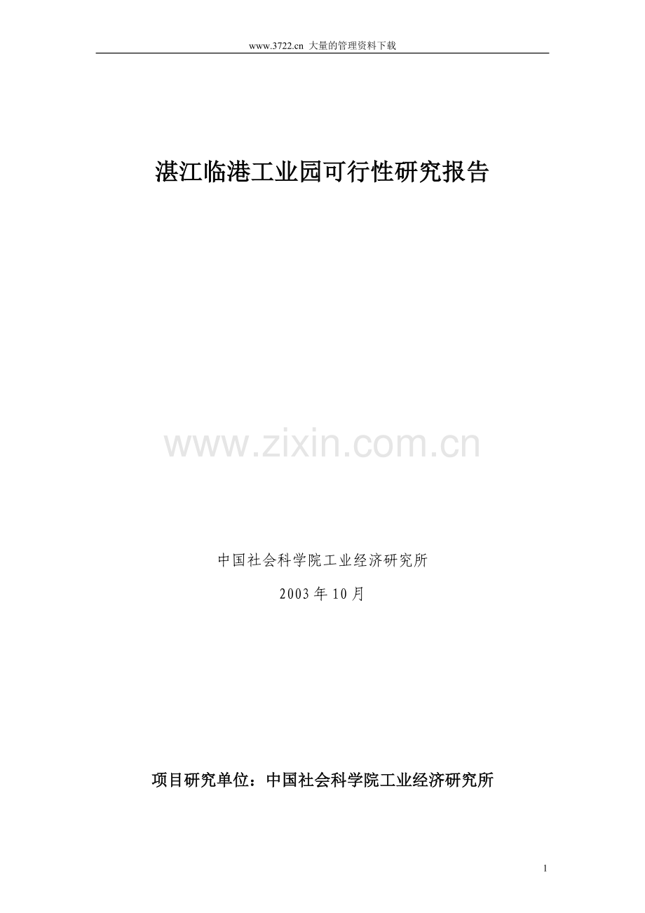 湛江临港工业园可行性研究报告.docx_第1页