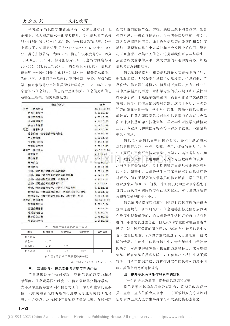 信息疫情下高职医学生信息素养现状调查和提升策略研究_周滋霞.pdf_第2页