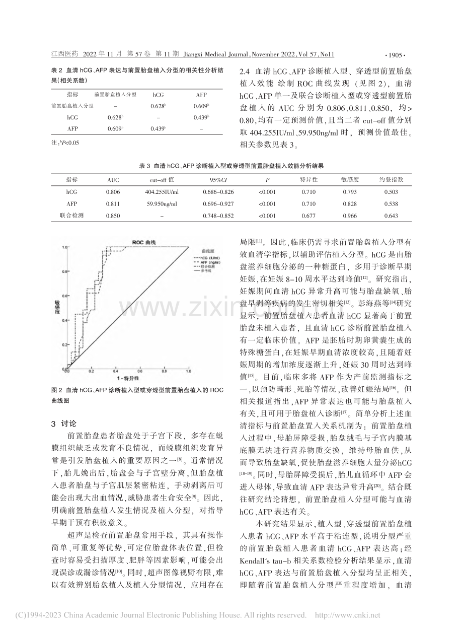 血清hCG、AFP表达与前置胎盘植入分型的相关性研究_程丽娟.pdf_第3页