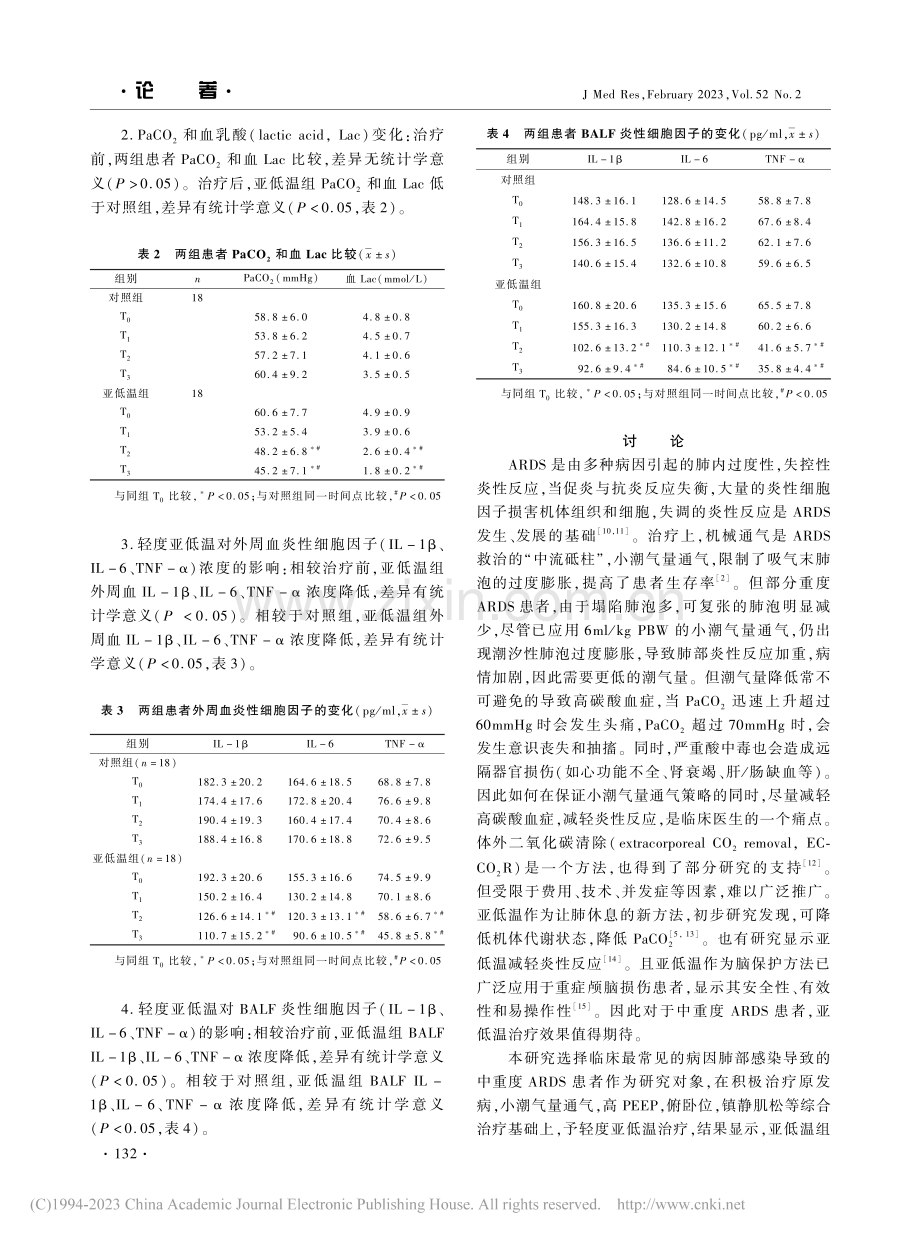 亚低温对ARDS患者PaCO_2和炎性细胞因子的影响_李玉堂.pdf_第3页