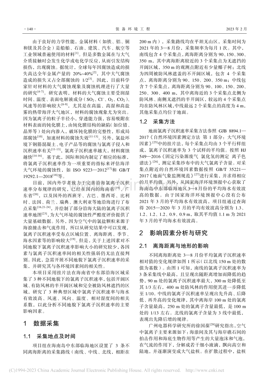 万宁地区近地面氯离子沉积速率的影响因素研究_刘溅洪.pdf_第2页