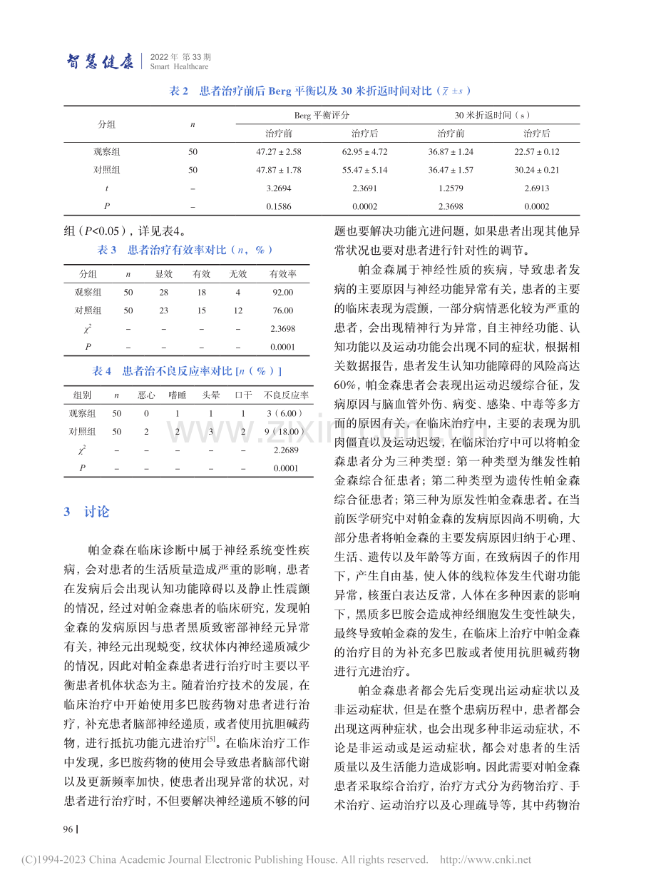 盐酸苯海索治疗帕金森病及帕金森综合征的临床效果分析_李磊.pdf_第3页