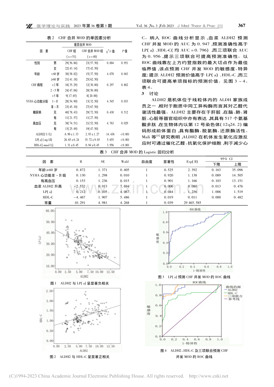 血浆乙醛脱氢酶2在慢性心功...损害患者中的表达及临床意义_王乾辉.pdf_第3页