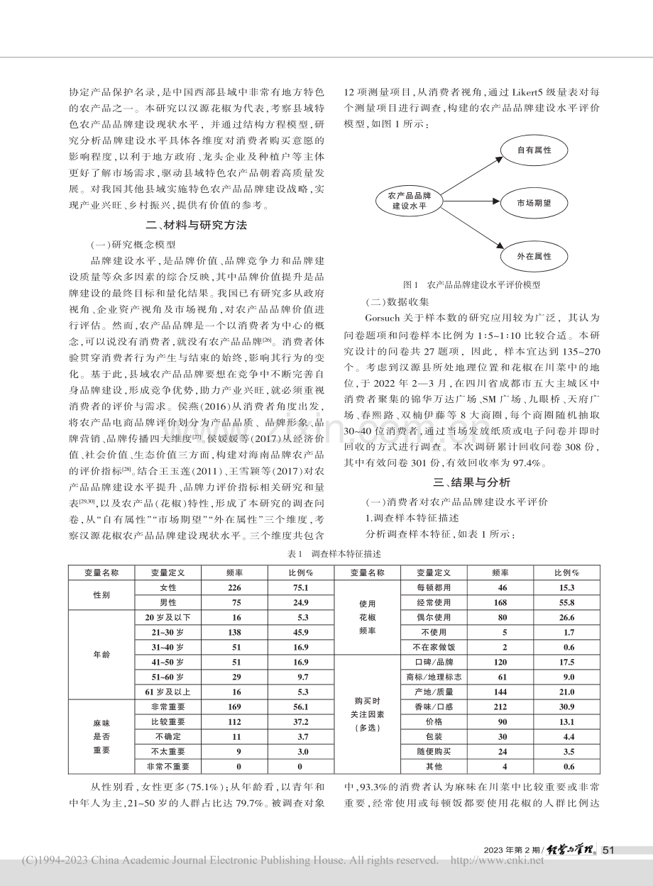 县域特色农产品品牌建设对消...愿的影响——以汉源花椒为例_郑丝予.pdf_第2页