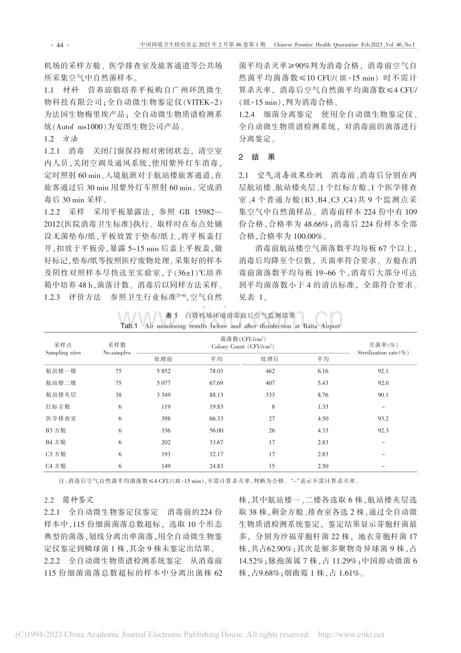新冠肺炎疫情期间机场环境空气消毒效果监测_刘丽飞.pdf_第2页