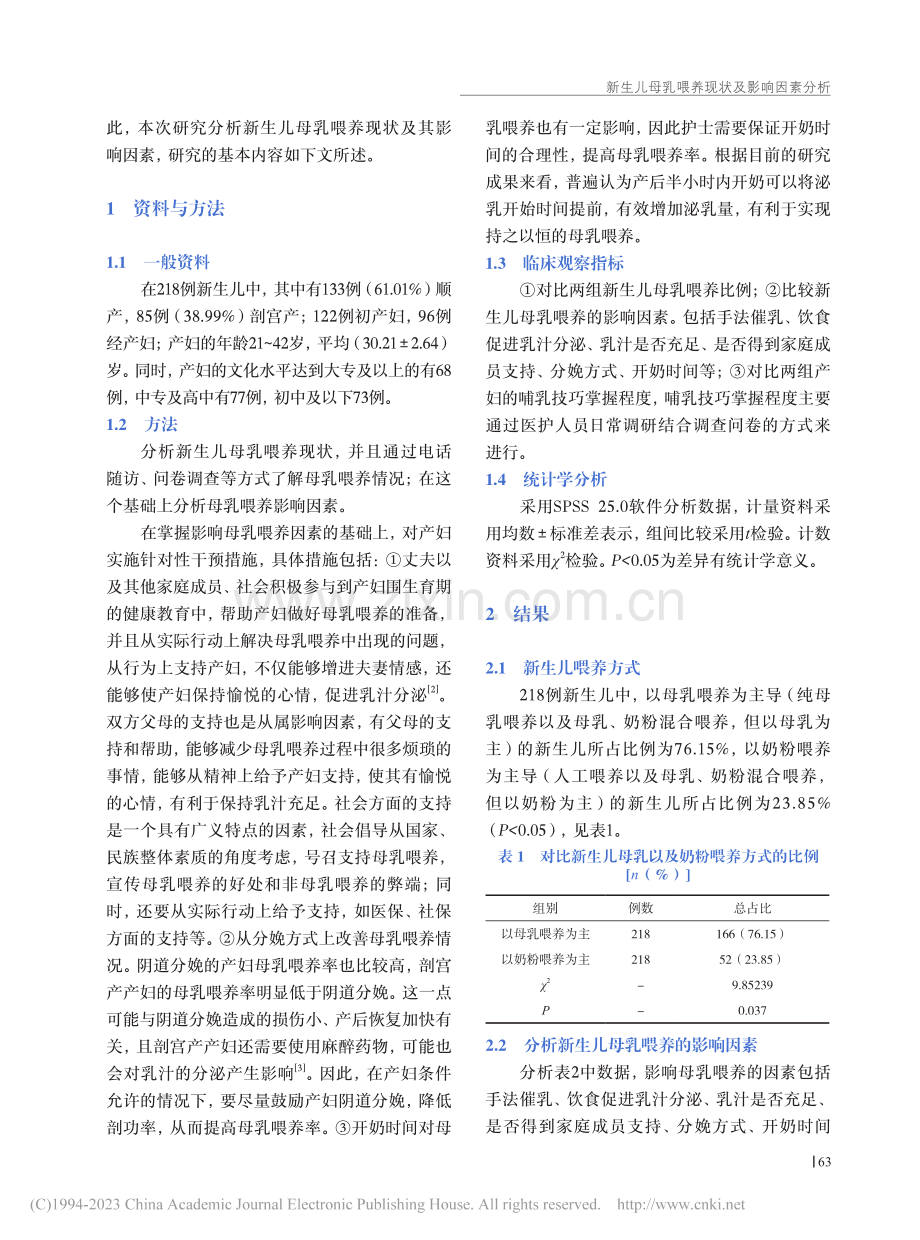 新生儿母乳喂养现状及影响因素分析_刘翠兰.pdf_第2页