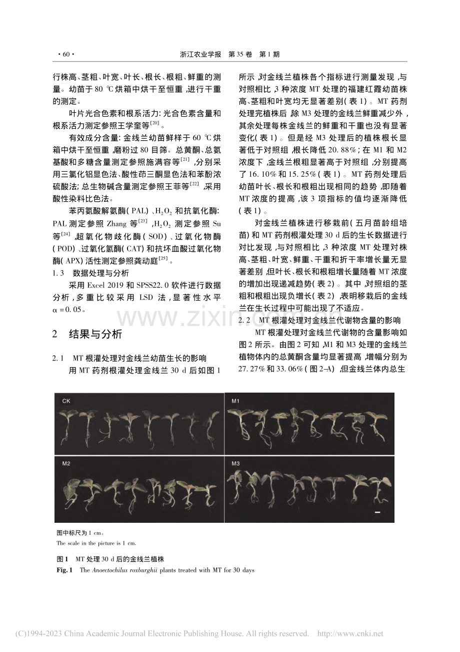 外源褪黑素对金线兰有效成分含量及抗氧化酶活性的影响_何秀丽.pdf_第3页