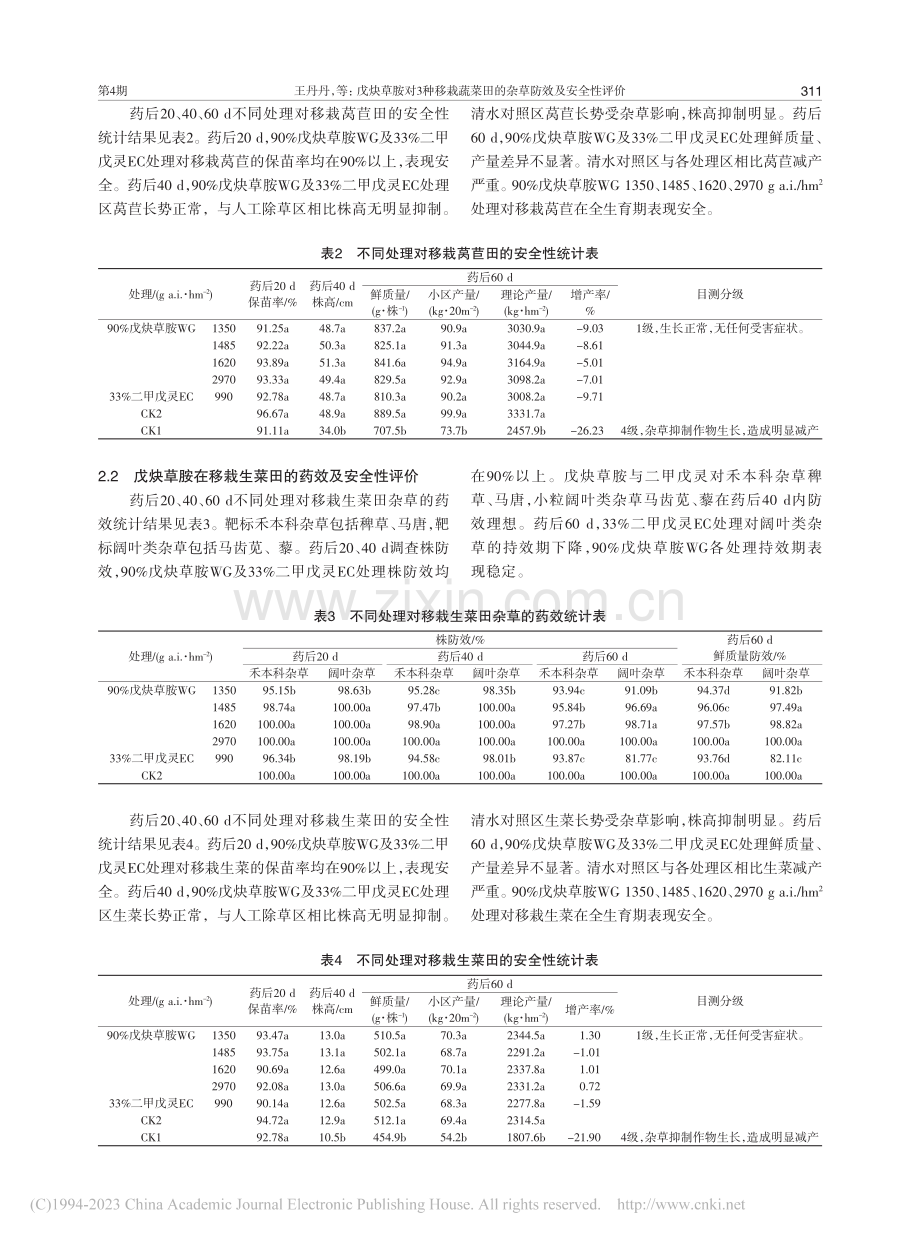 戊炔草胺对3种移栽蔬菜田的杂草防效及安全性评价_王丹丹.pdf_第3页