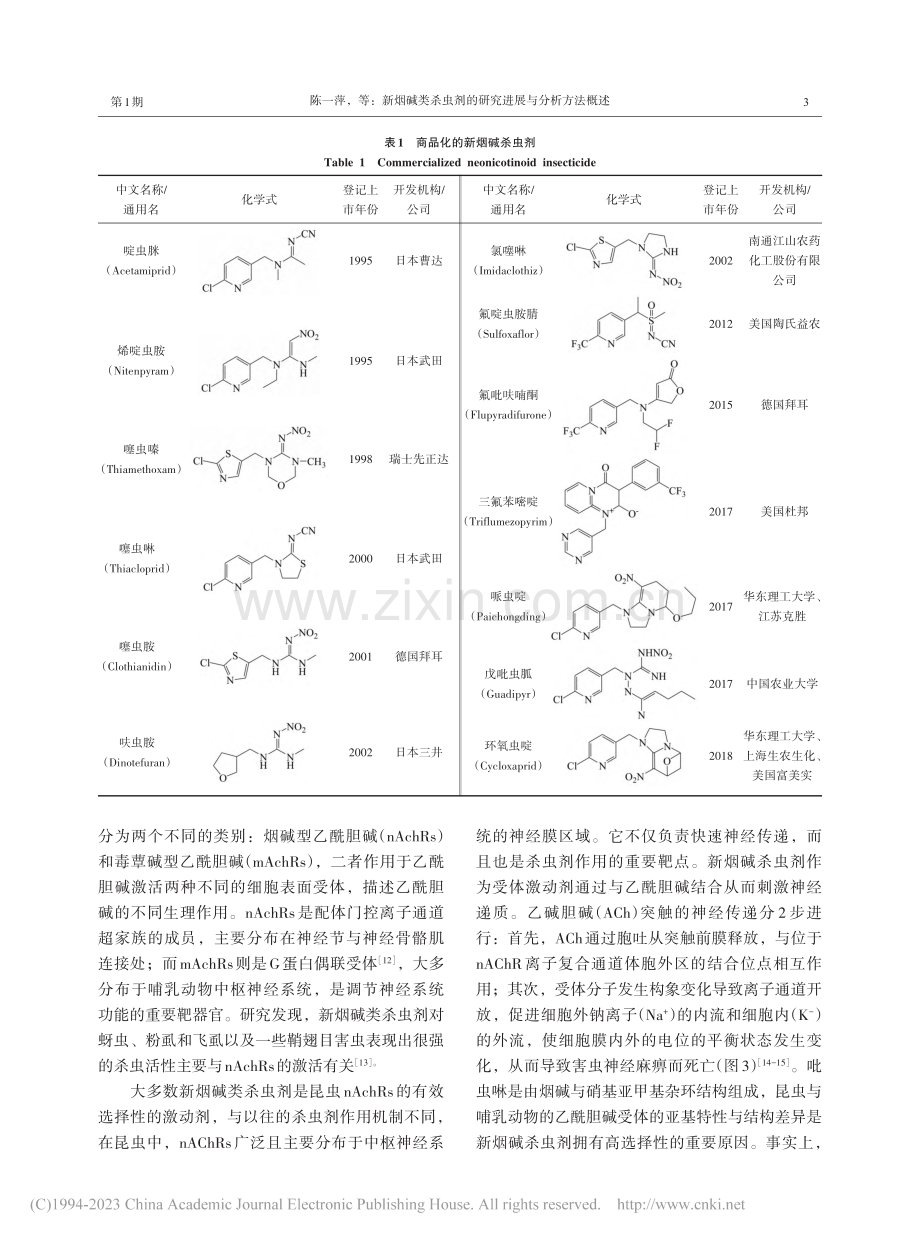 新烟碱类杀虫剂的研究进展与分析方法概述_陈一萍.pdf_第3页