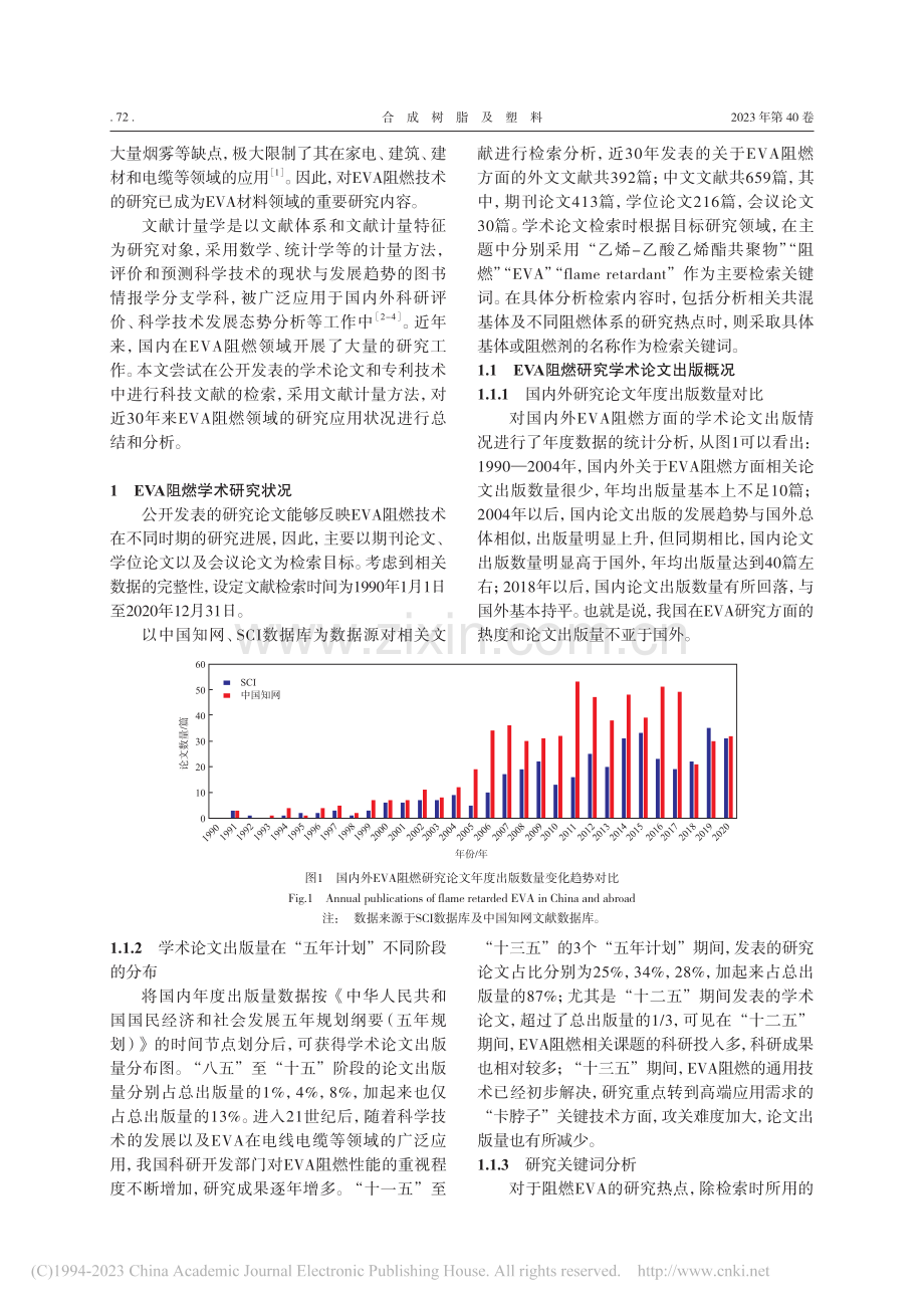 乙烯-乙酸乙烯酯共聚物阻燃...析（1990—2020年）_宋恪淳.pdf_第2页