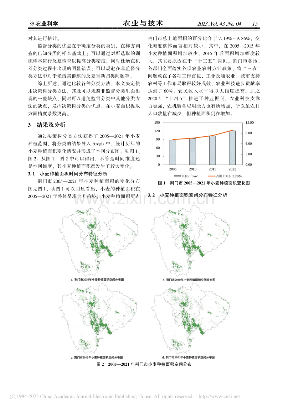 小麦种植面积时空变化特征分析——以荆门市为例_易洁伟.pdf_第3页