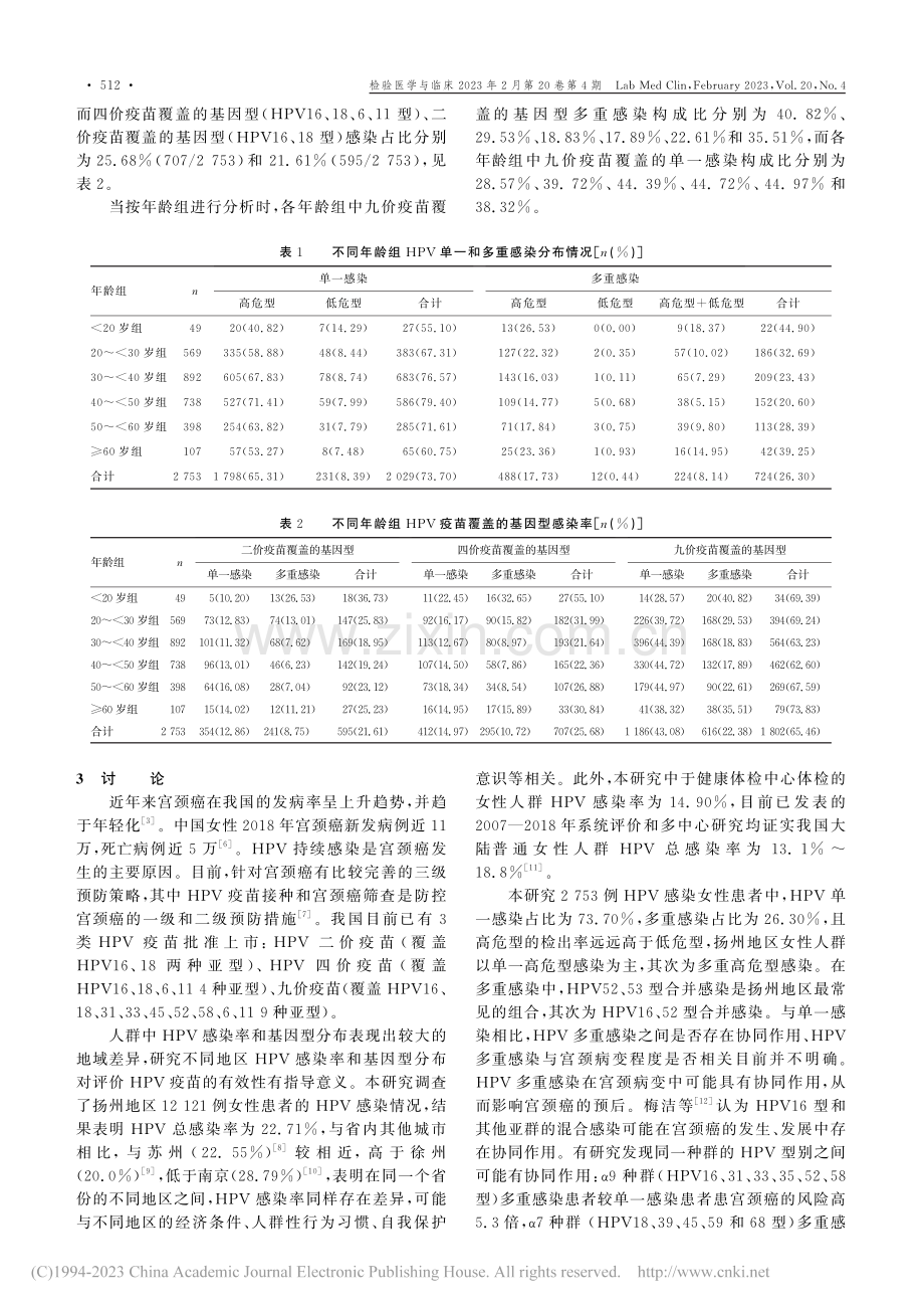 扬州地区12121例女性H...V感染情况及基因型分布研究_张亚芬.pdf_第3页