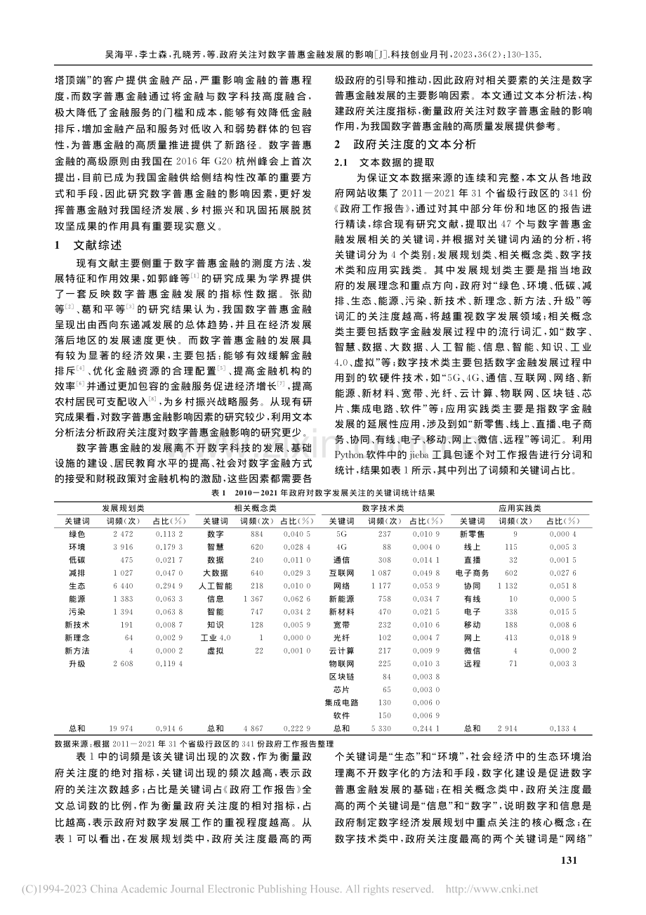 政府关注对数字普惠金融发展的影响_吴海平.pdf_第2页