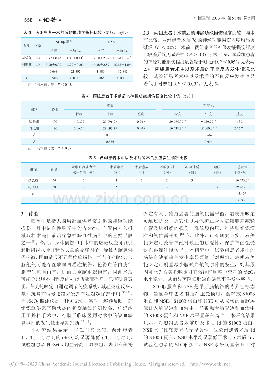 右美托咪定对脑卒中介入手术患者早期神经功能的影响_杨雪芳.pdf_第3页