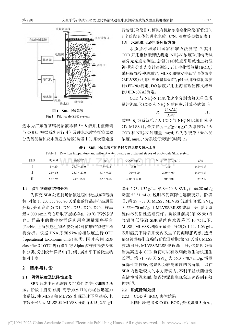 中试SBR处理鸭场沼液过程...氮除碳效能及微生物群落演替_文红平.pdf_第3页