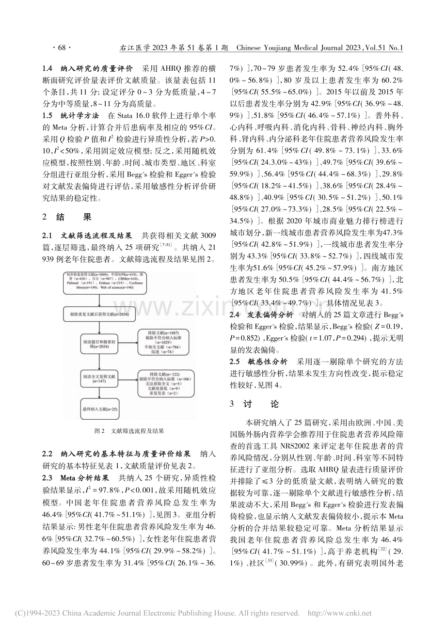 中国老年住院患者营养风险发生率的Meta分析_彭寒梅.pdf_第3页