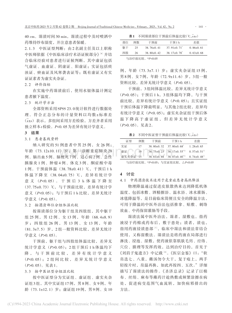 中药溻渍技术干预危重症患者高热症状的临床应用探索_张兵.pdf_第2页