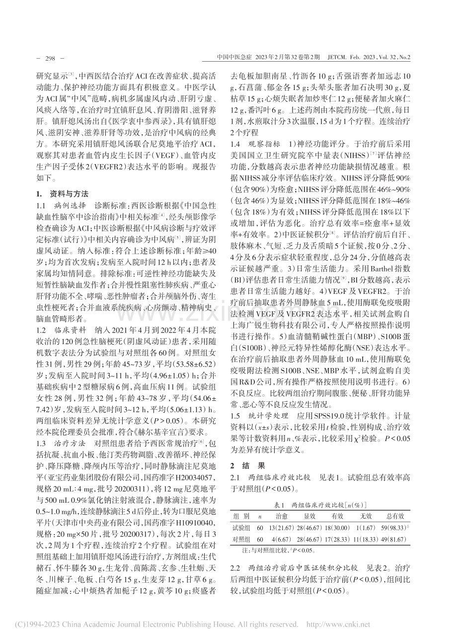 镇肝熄风汤联合尼莫地平对急...VEGFR2信号通路的影响_徐兵.pdf_第2页