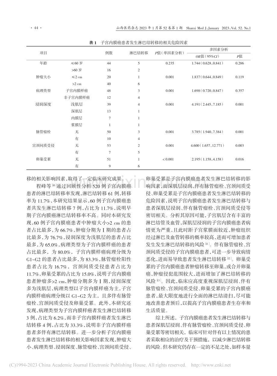 子宫内膜癌患者发生淋巴结转移的相关影响因素分析_李萍.pdf_第3页