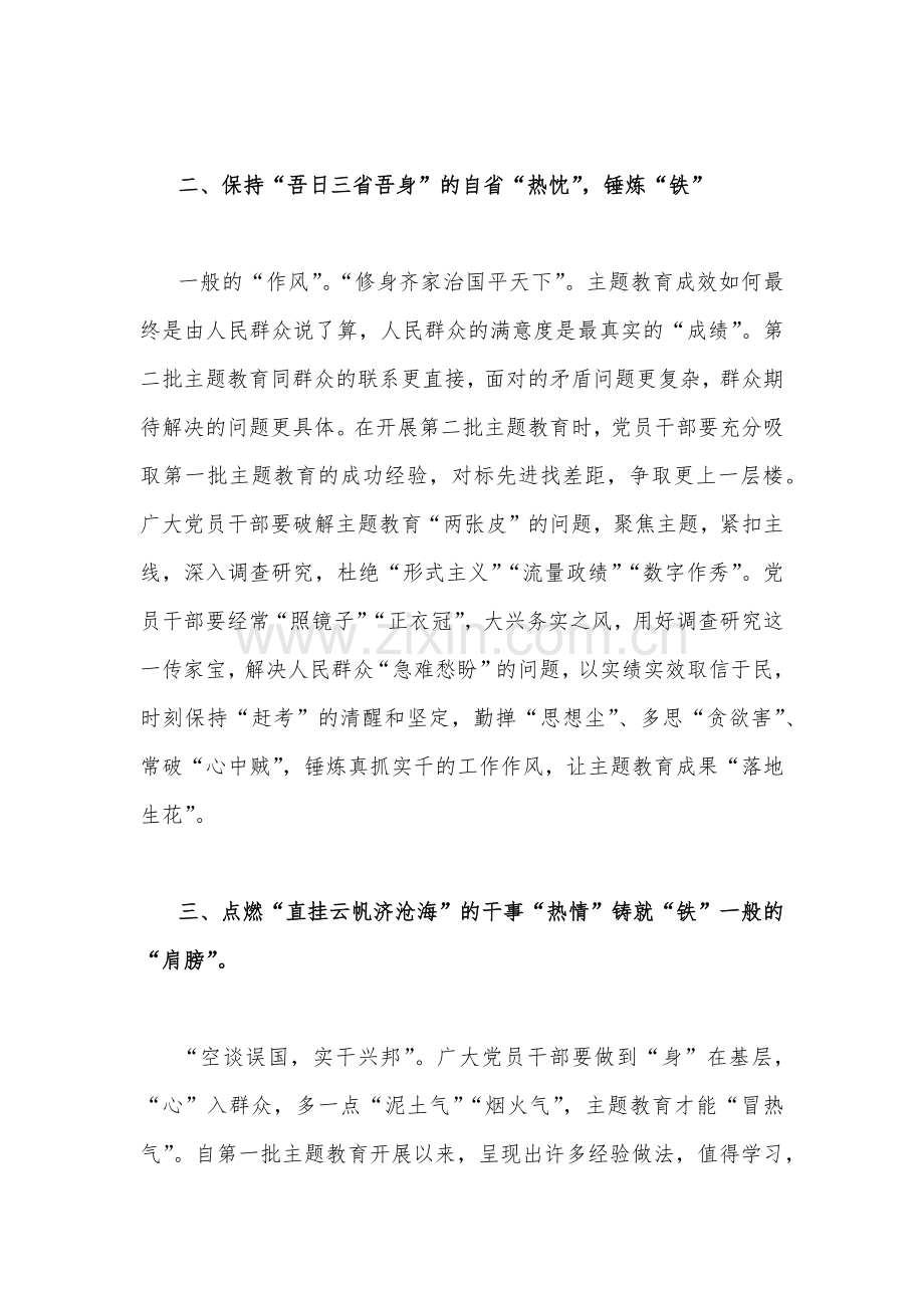 2023年第二批主题教育专题研讨发言材料、实施方案、党课学习讲稿、读书班开班讲话稿、工作任务清单计划安排（10篇word版文）供参考.docx_第3页