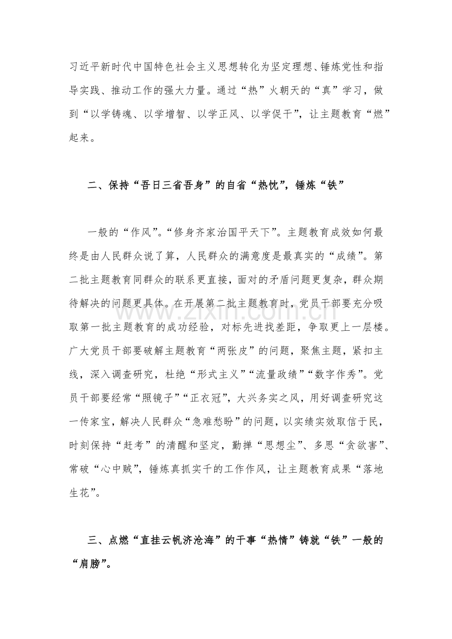 2023年第二批主题教育专题研讨交流发言材料、实施方案、专题党课讲稿、心得体会（多篇word文）供参考.docx_第3页