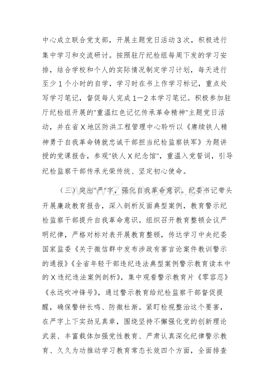 纪检监察干部队伍教育整顿回头看总结报告范文.docx_第2页