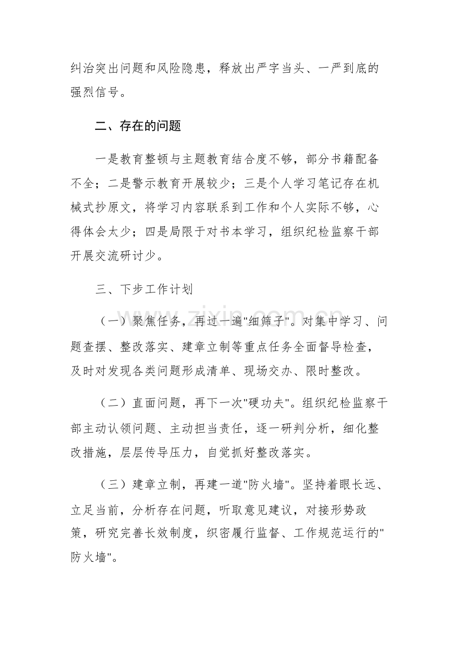 纪检监察干部队伍教育整顿回头看总结报告范文.docx_第3页