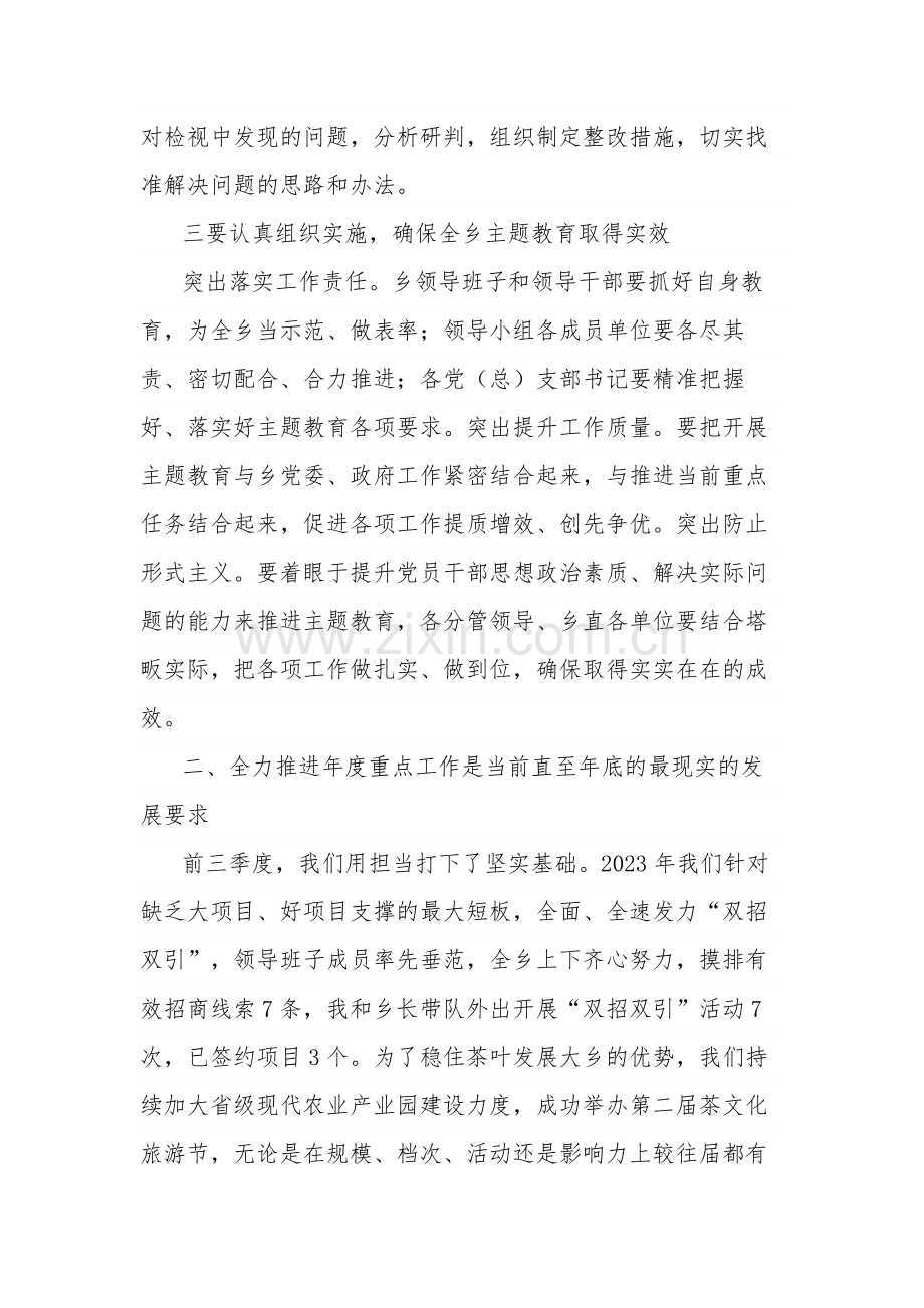 2023年在全乡学习贯彻主题教育部署会暨重点工作推进会上的讲话范文.docx_第3页