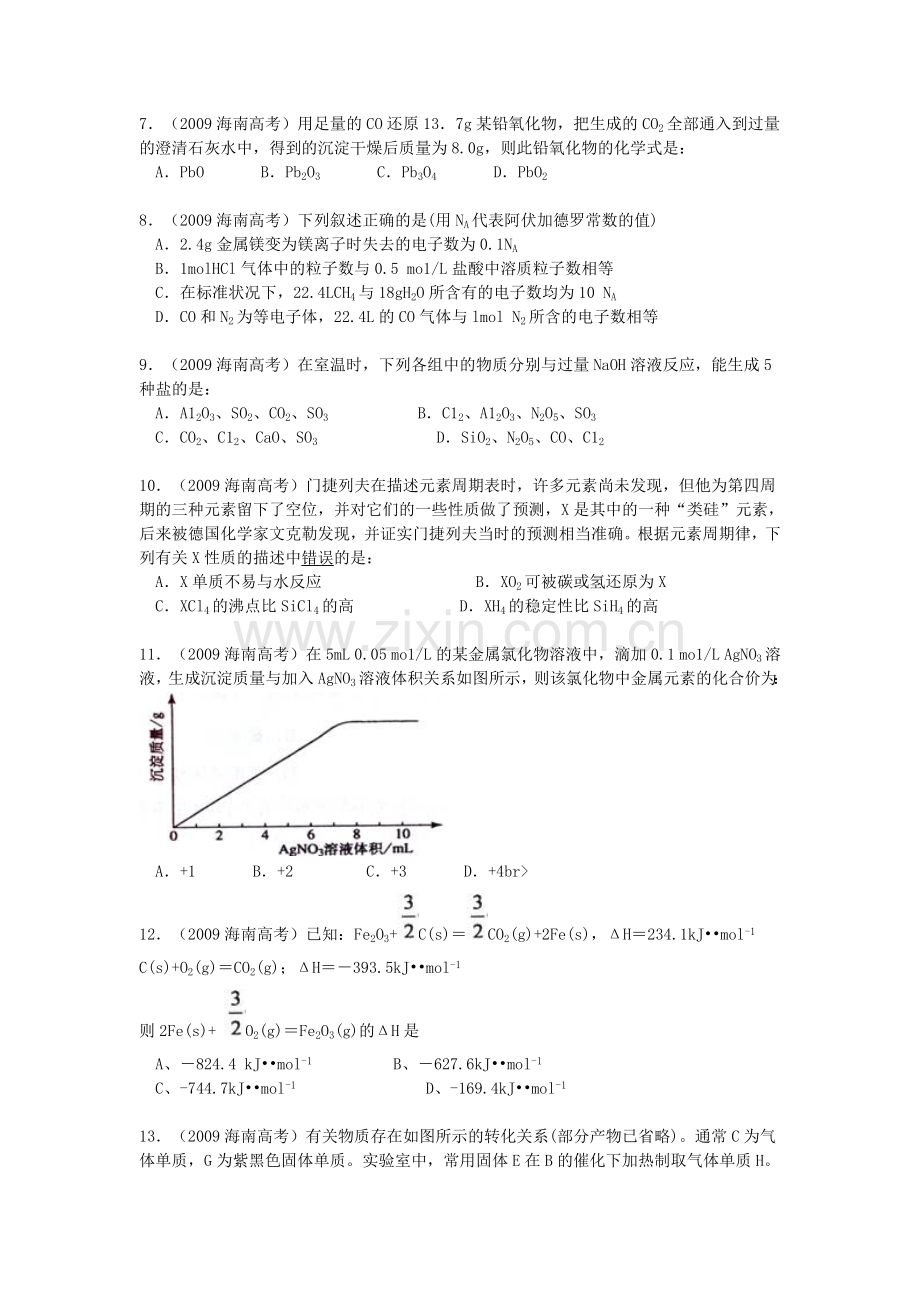 2009年海南高考化学（原卷版）.doc_第2页