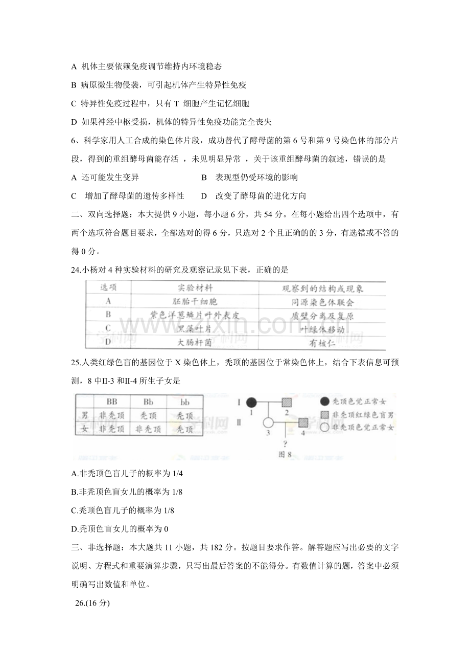 2012年广东高考生物（原卷版）.docx_第2页