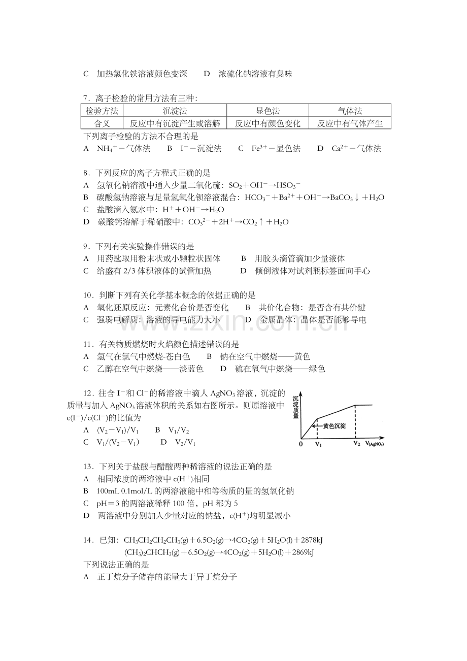 2007年上海市高考化学试题.doc_第2页