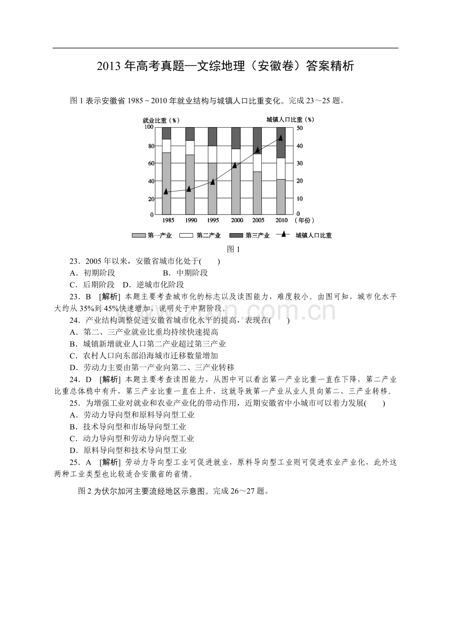 2013年高考安徽卷(文综地理部分)(含答案).doc_第1页