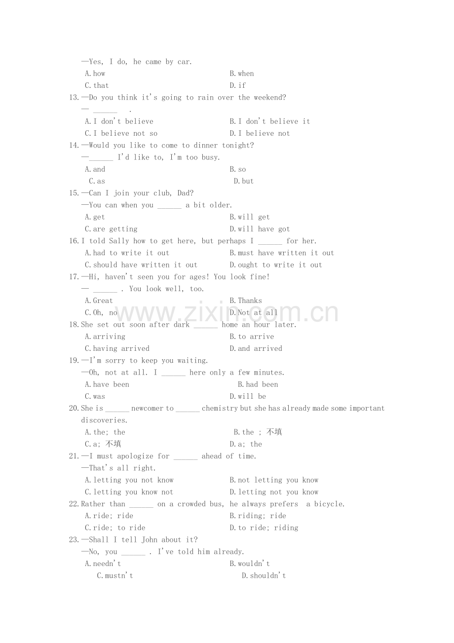 1994年西藏高考英语真题及答案.doc_第2页