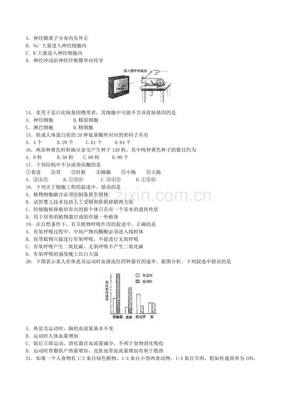 2004年上海高考生物真题及答案.doc_第2页