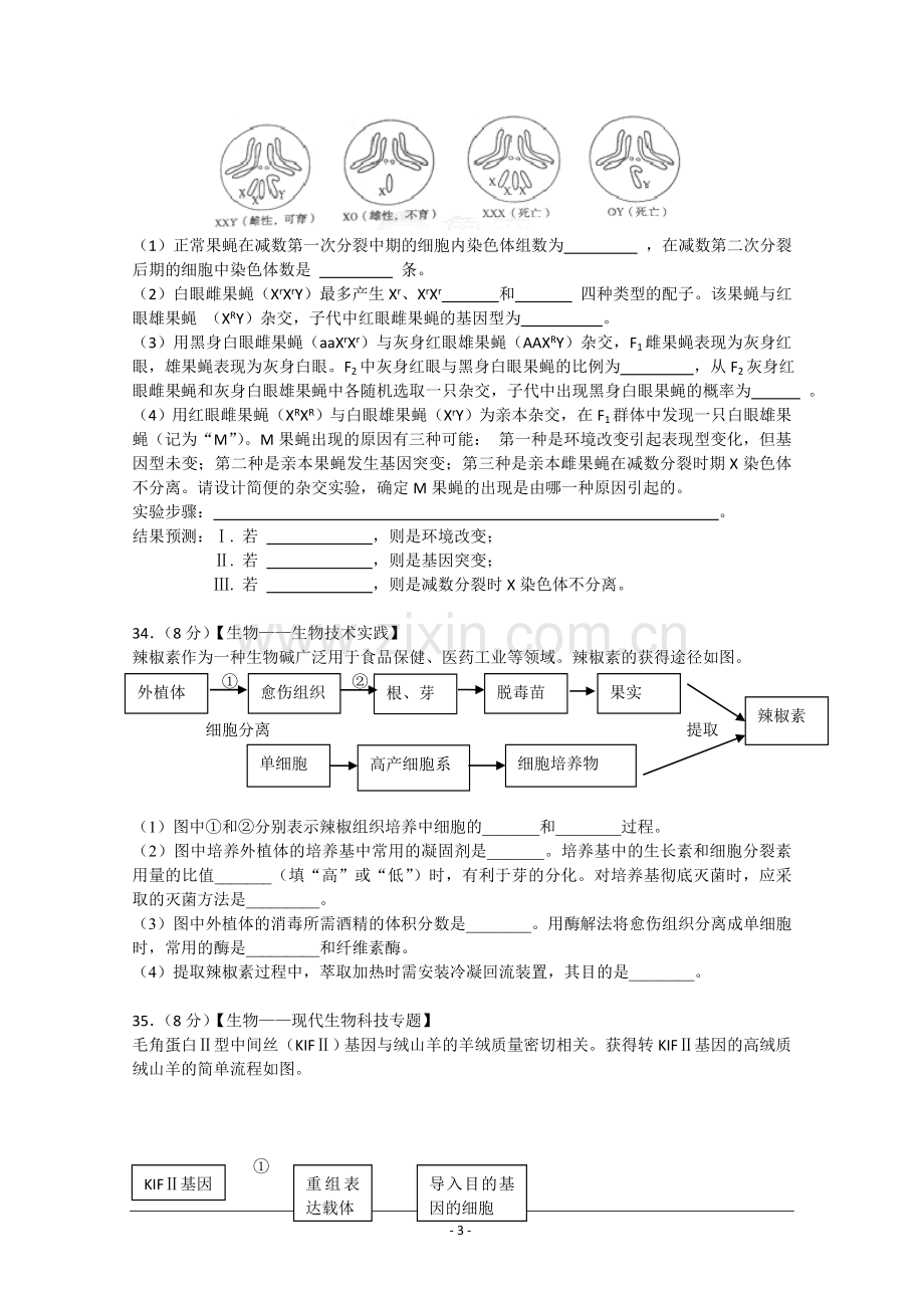 2012年高考真题 生物(山东卷)（原卷版）.doc_第3页