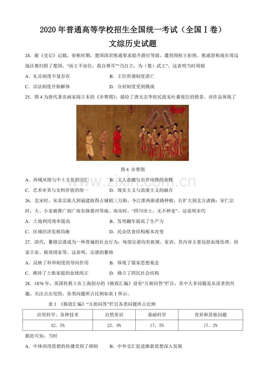 2020年广东高考历史（原卷版）.pdf_第1页