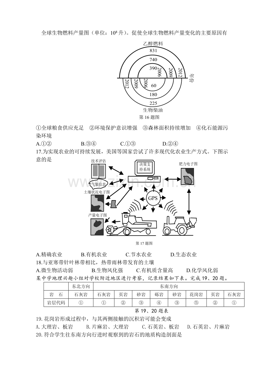 2015年浙江省高考地理【10月】（含解析版）.doc_第3页