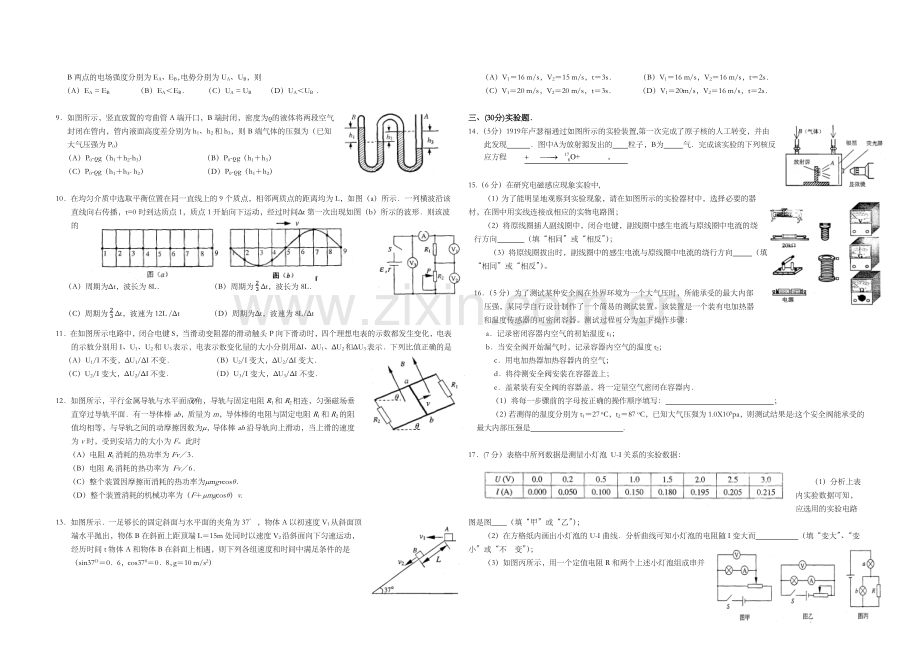 2006年上海市高考物理试题及答案.doc_第2页