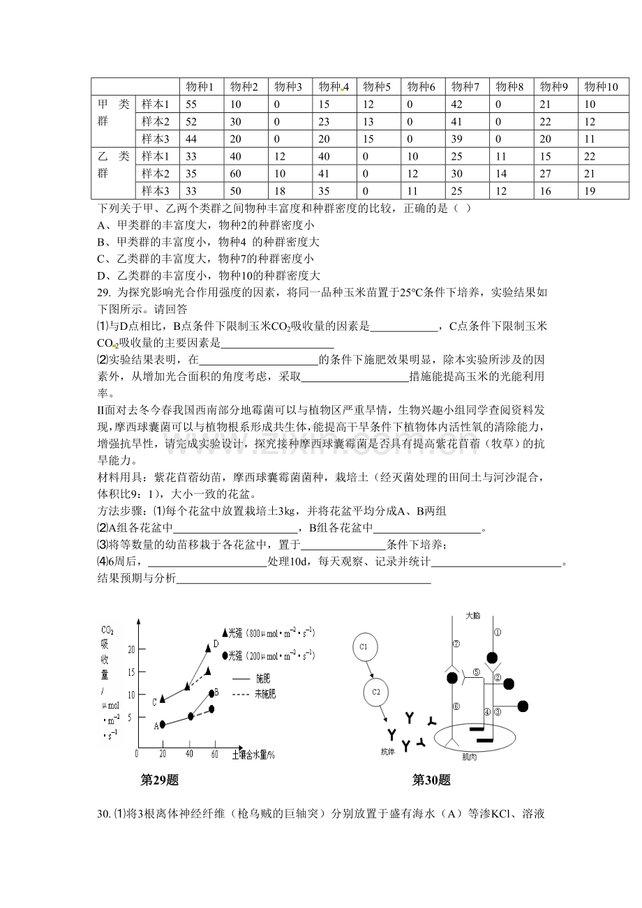 2010年安徽高考生物真题及答案.doc_第2页