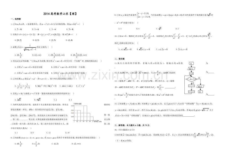 2014年高考真题数学【理】(山东卷)（含解析版）.pdf_第1页