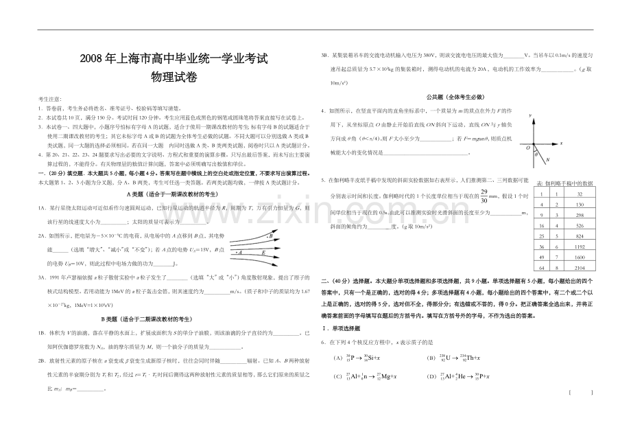 2008年上海市高考物理试题及答案.doc_第1页