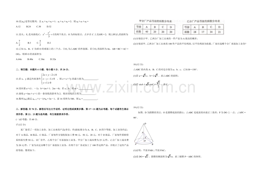 2020年全国统一高考数学试卷（文科）（新课标ⅰ）（原卷版）.doc_第2页