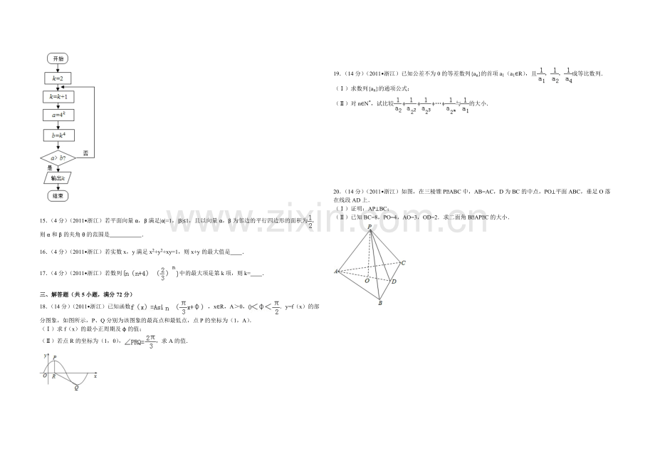 2011年浙江省高考数学【文】（原卷版）.pdf_第2页