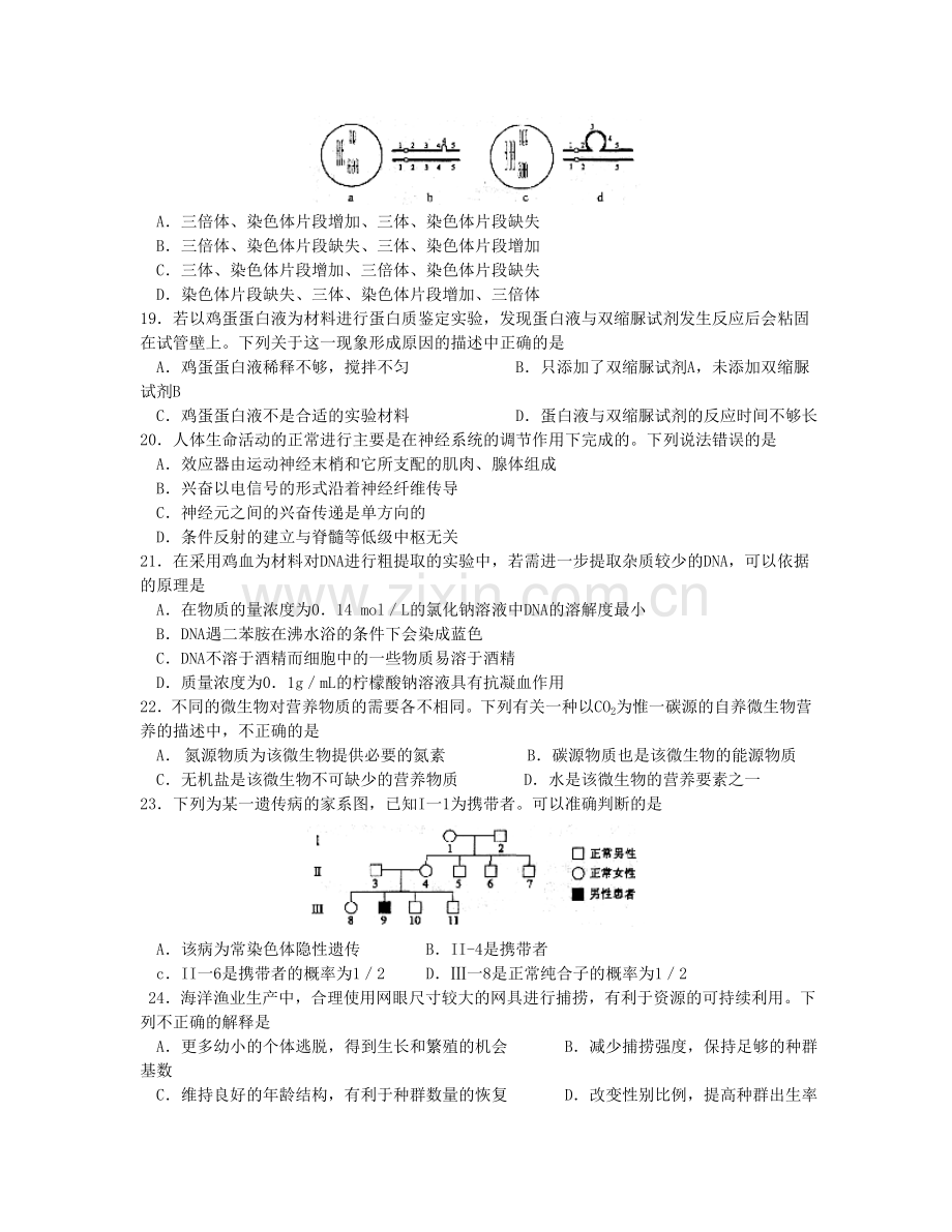 2007年江苏高考生物真题及答案.doc_第3页