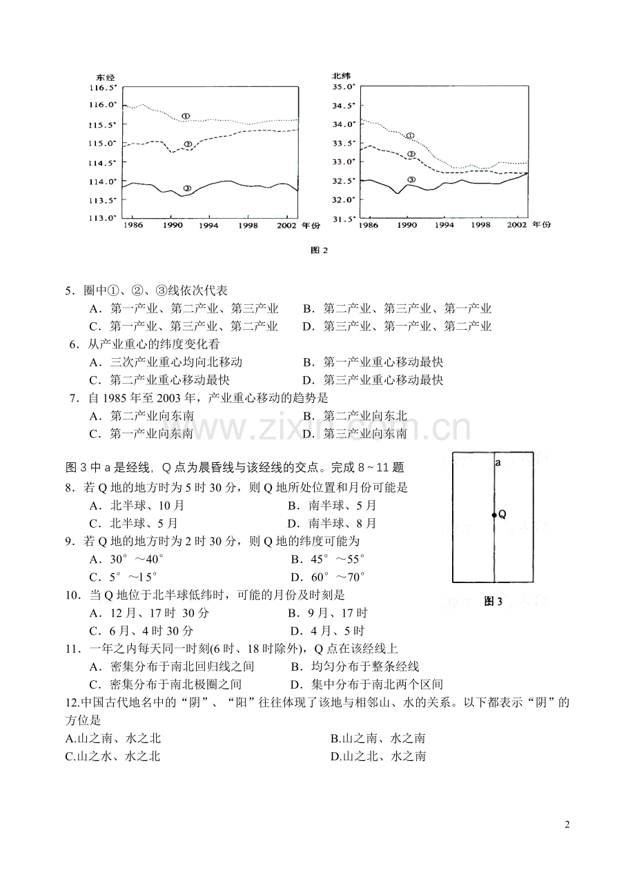 2008年普通高等学校招生全国统一考试【陕西地理真题+答案】.doc_第2页