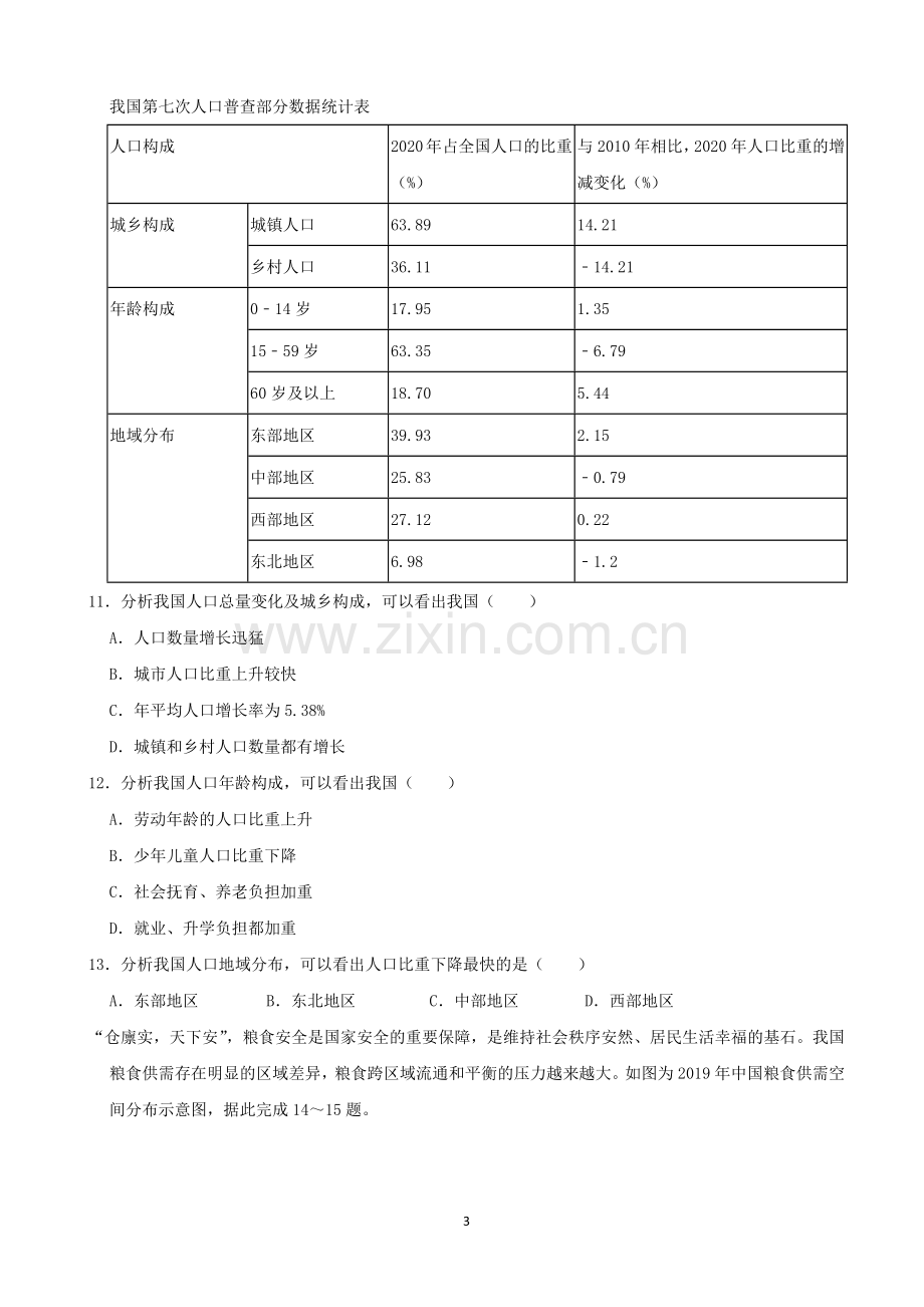 2021潍坊市中考地理试题真题（教师版）.docx_第3页