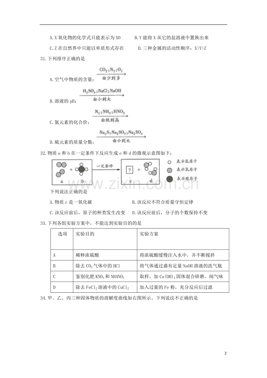 江苏省连云港市2018年中考化学真题试题（含答案）.doc_第2页