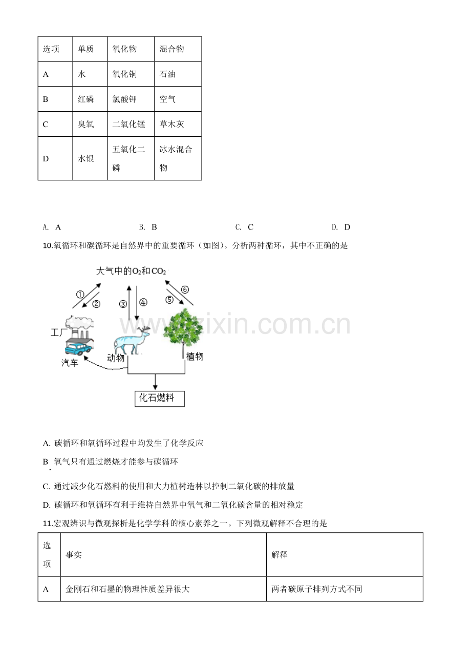 题目山东省东营市2020年中考化学试题（原卷版）.doc_第3页