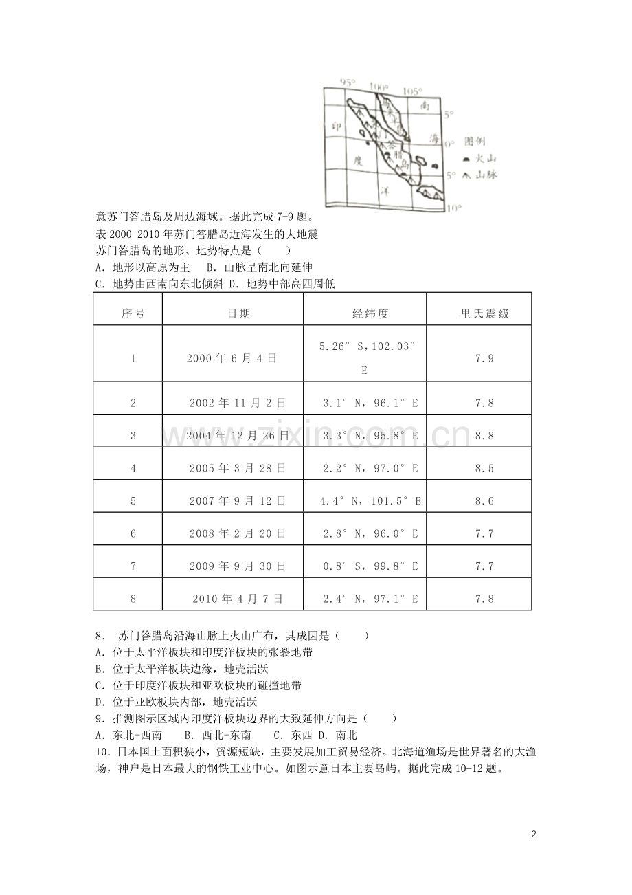 山东省潍坊市2019年中考地理真题试题.docx_第2页